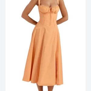 House of CB Carmen Midi Dress in Tangerine